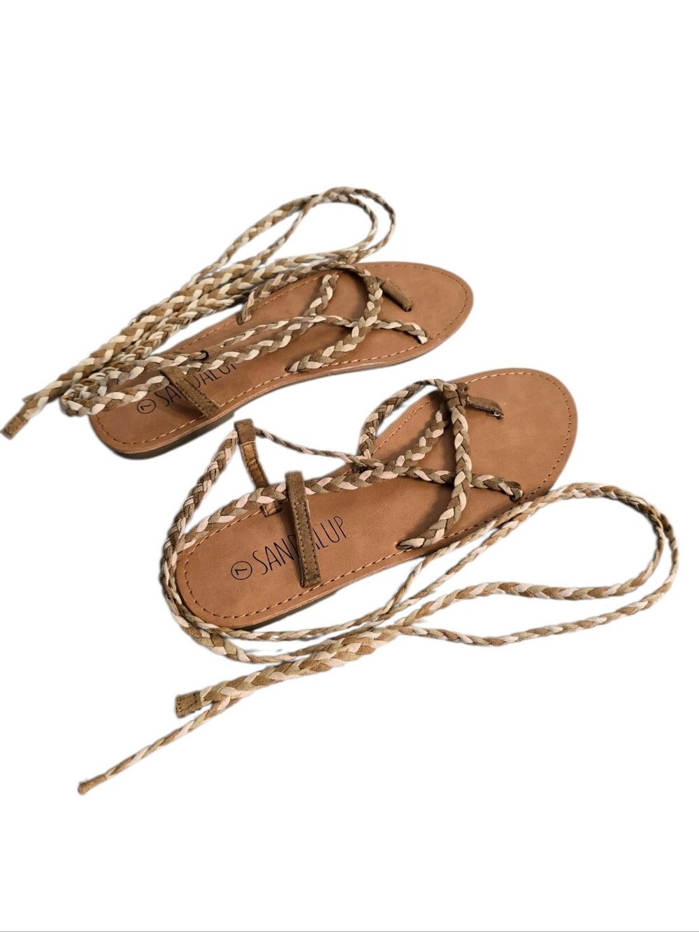Sandalup Braided Wrap Tan Gladiator Sandals